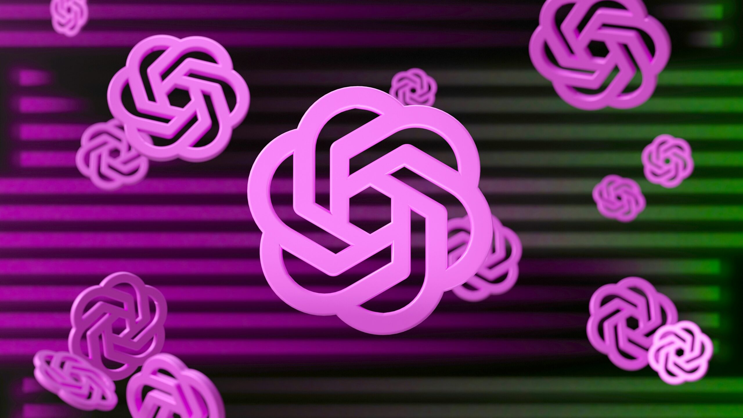 OpenAI logo displayed in a modern purple color scheme, symbolizing innovation and AI technology.