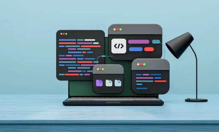 Graphic titled ‘Top 5 Code Editors for Beginners in 2025’ featuring a list of the best beginner-friendly code editors, designed in a clean, modern style.