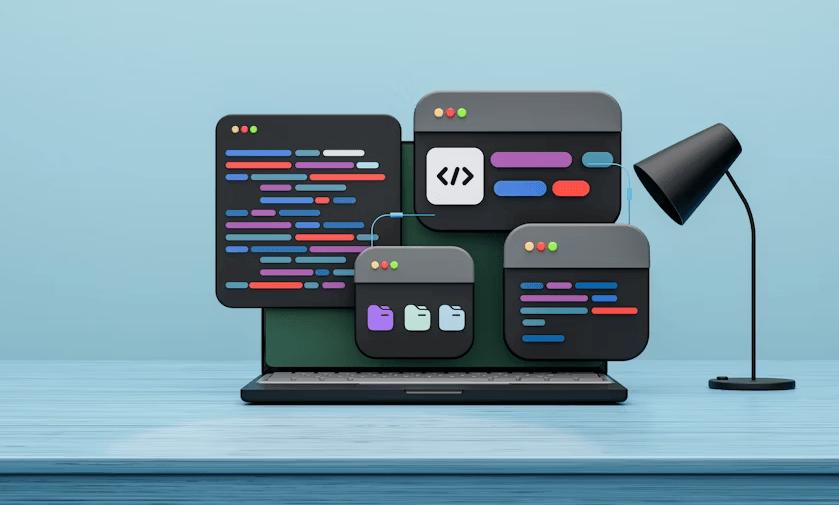 Graphic titled ‘Top 5 Code Editors for Beginners in 2025’ featuring a list of the best beginner-friendly code editors, designed in a clean, modern style.