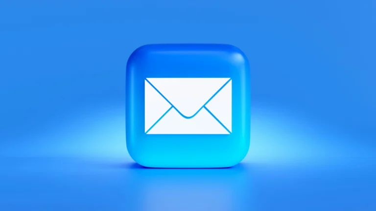 A digital shield protecting an email envelope icon, surrounded by glowing security elements and abstract network graphics on a dark blue tech-inspired background representing email protection from hackers